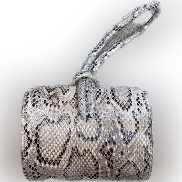 TOPSHOP Pink Brown Snake Print Clutch Wristlet Handbag - Picture 1 of 5